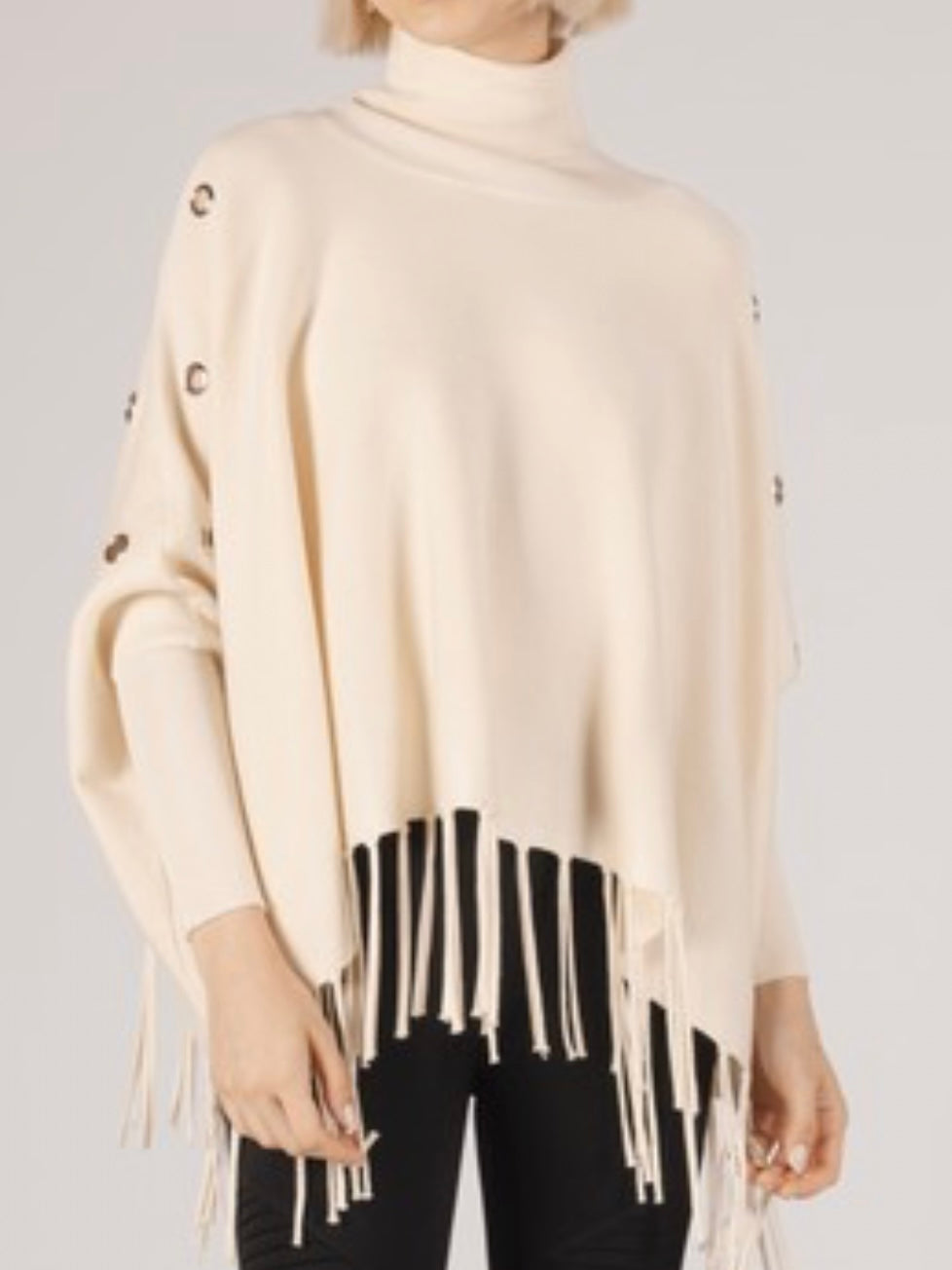 Knit Fringed Poncho Top