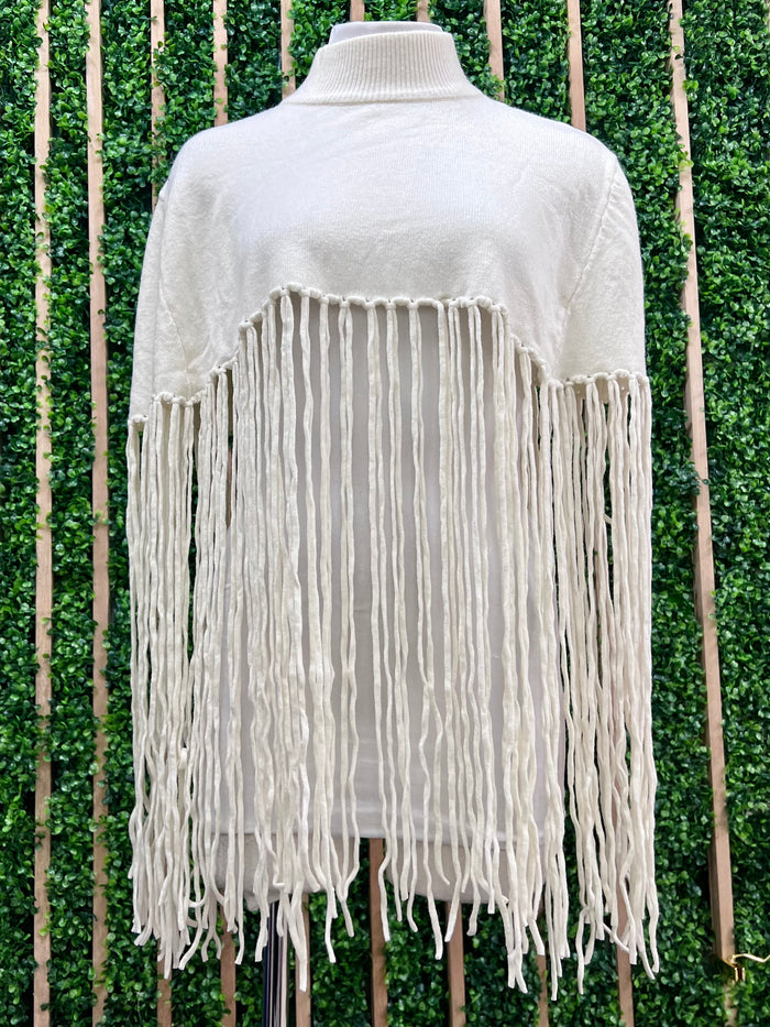 Ivory Tassel Knit Cape