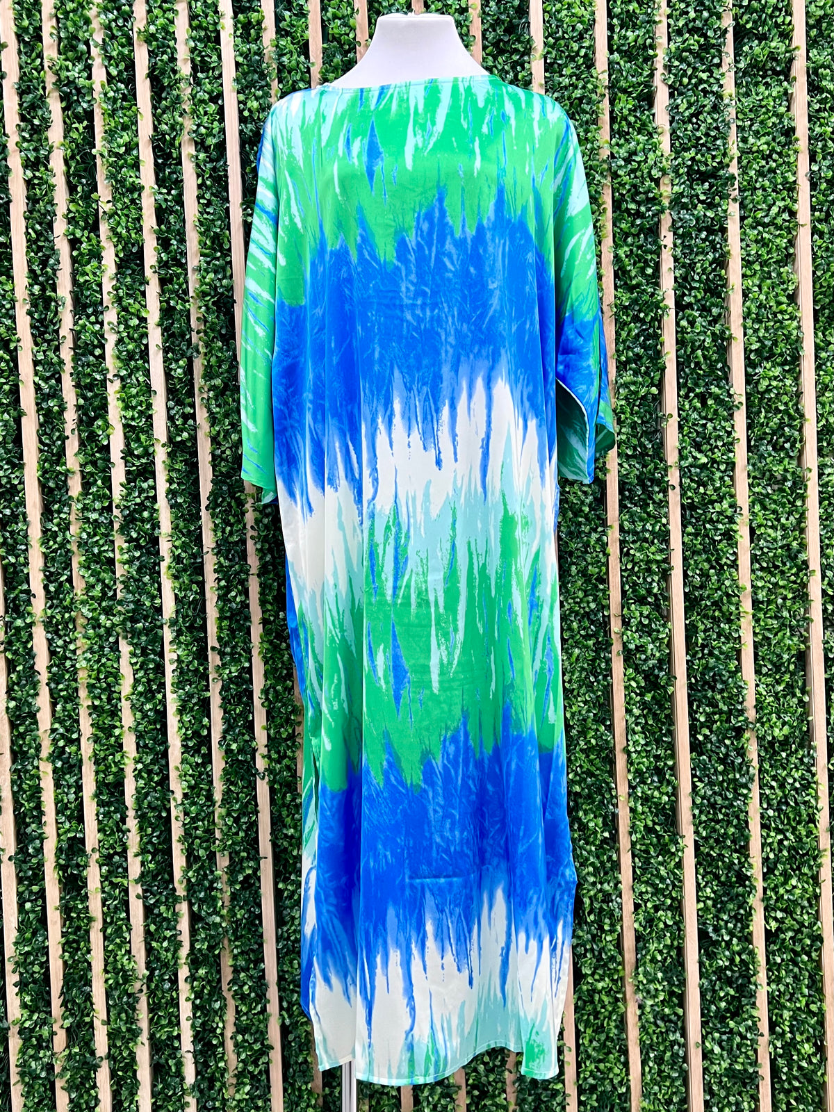 Blue Green Ombre Boat Neck Dress