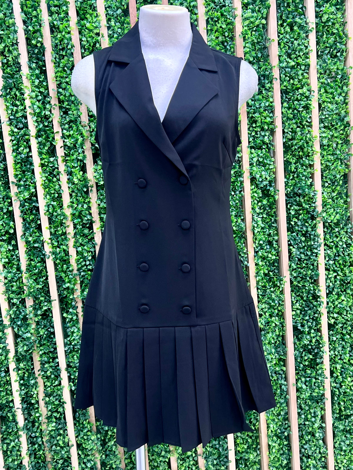 Black Pleated Vest Dress