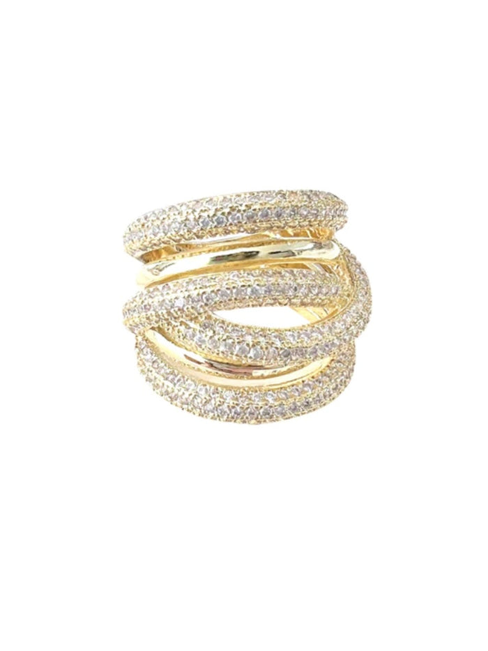 Stella Crystal Multi Crossed Ring