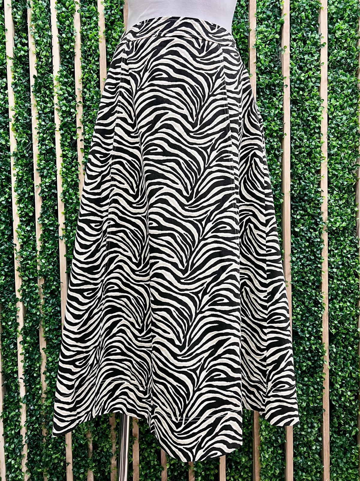 Oatmeal Zebra Print Midi Skirt