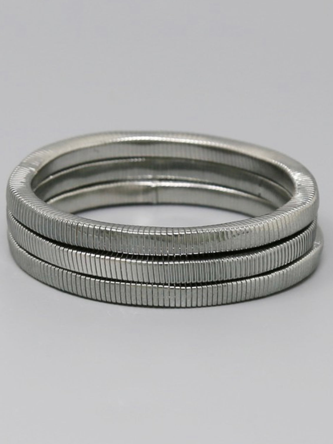Squared Metal Spring Stretch Bracelet Trio