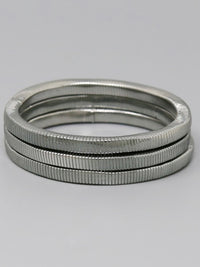 Squared Metal Spring Stretch Bracelet Trio