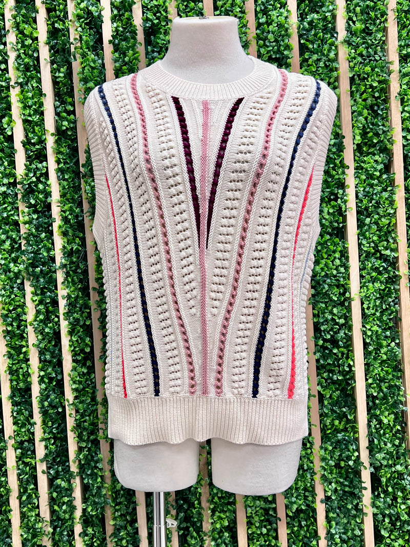 Multi Fringe Detail Sweater Vest