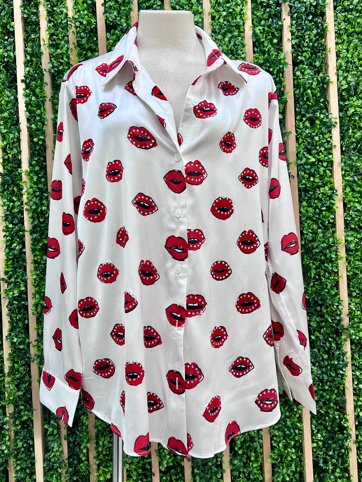 Lips Button Down Blouse