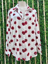 Lips Button Down Blouse