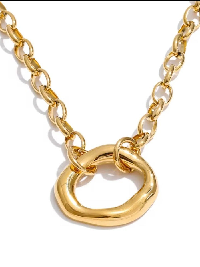 MS Hammered Open Oval on Rollo Chain Necklace