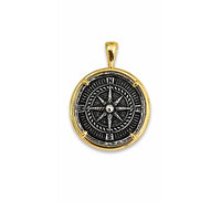 SJ Two-Tone Compass Pendant Cord Necklace
