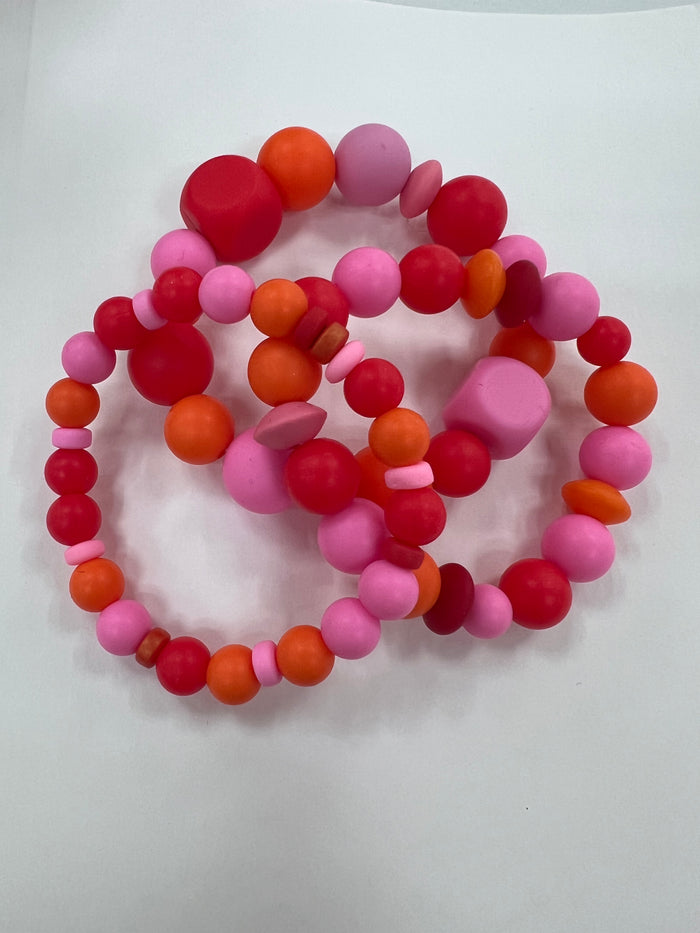 Pink Orange Rubber Bracelet