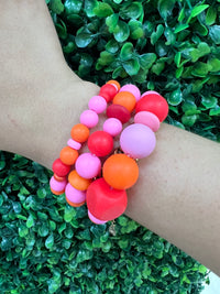 Pink Orange Rubber Bracelet