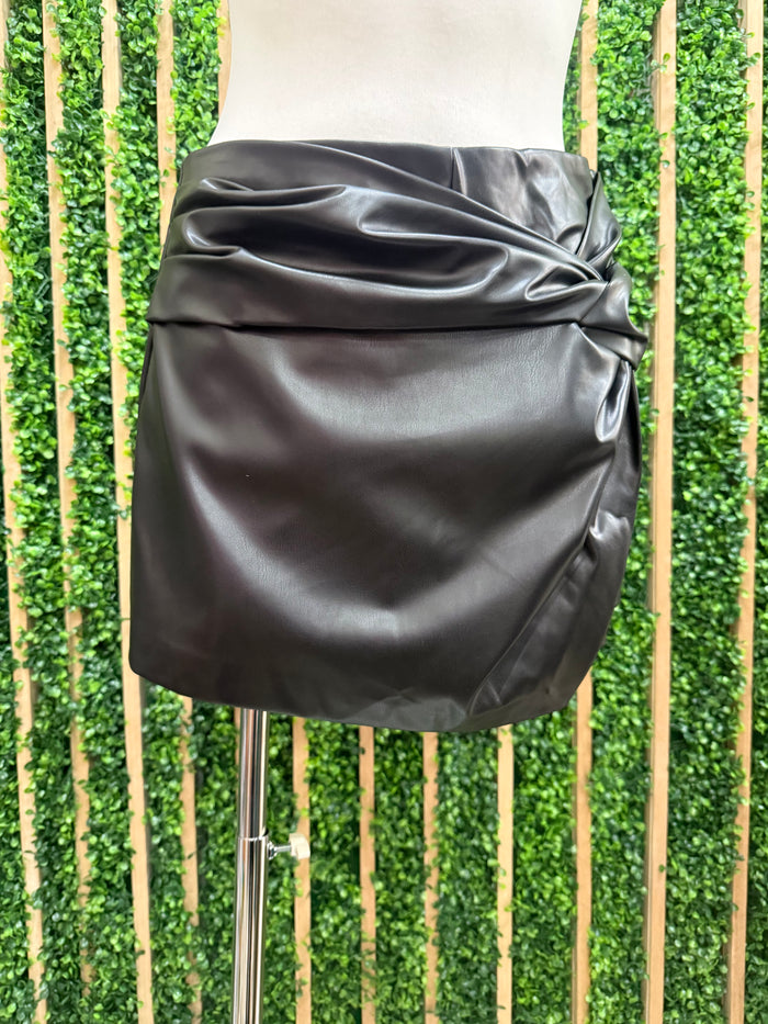 Black Twist Detail Pleather Skort