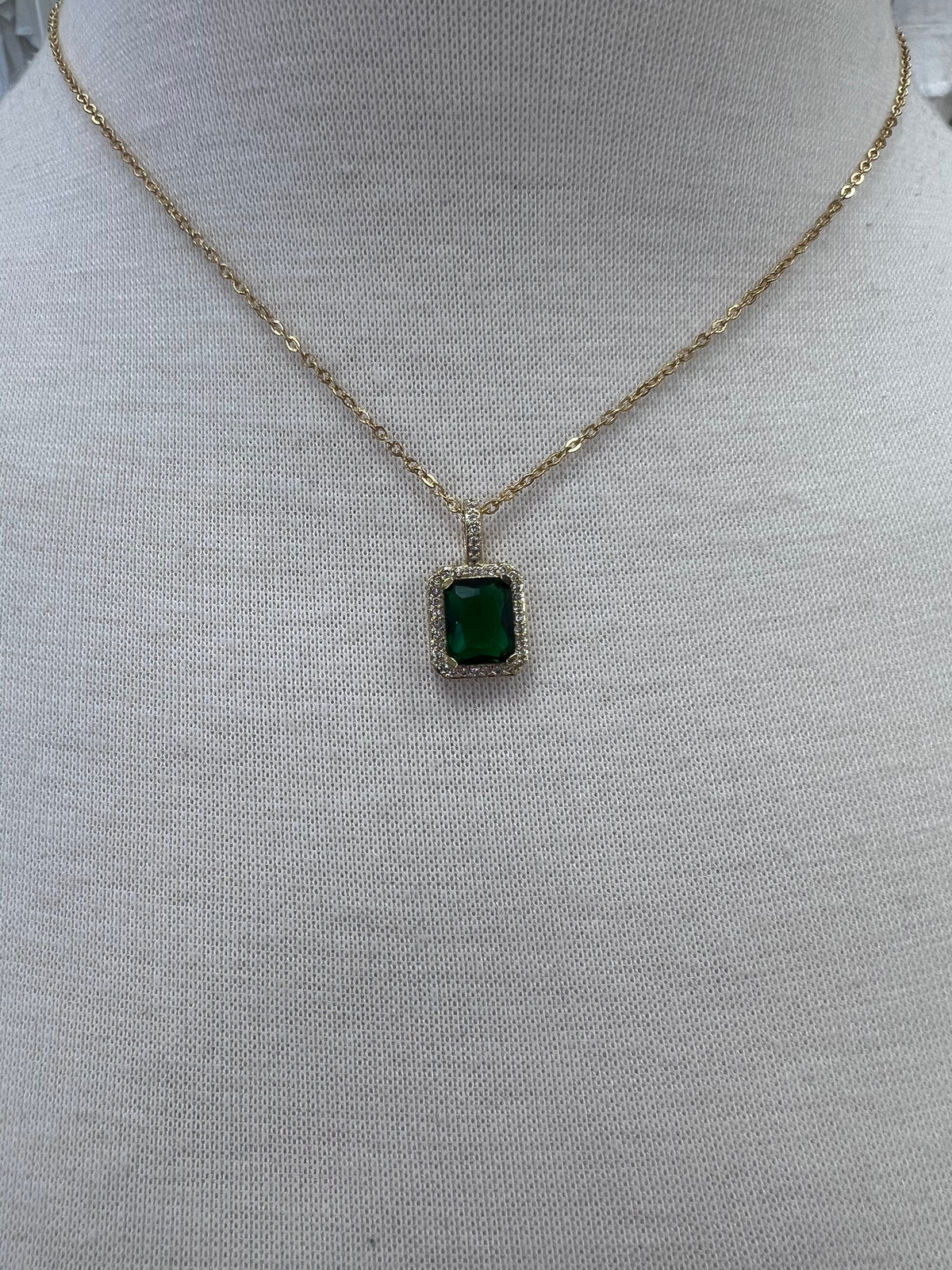 Square Stone Pendant Necklace