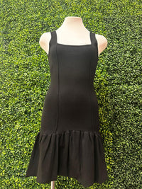 Black Sleeveless Drop Waist Knit Short Dress