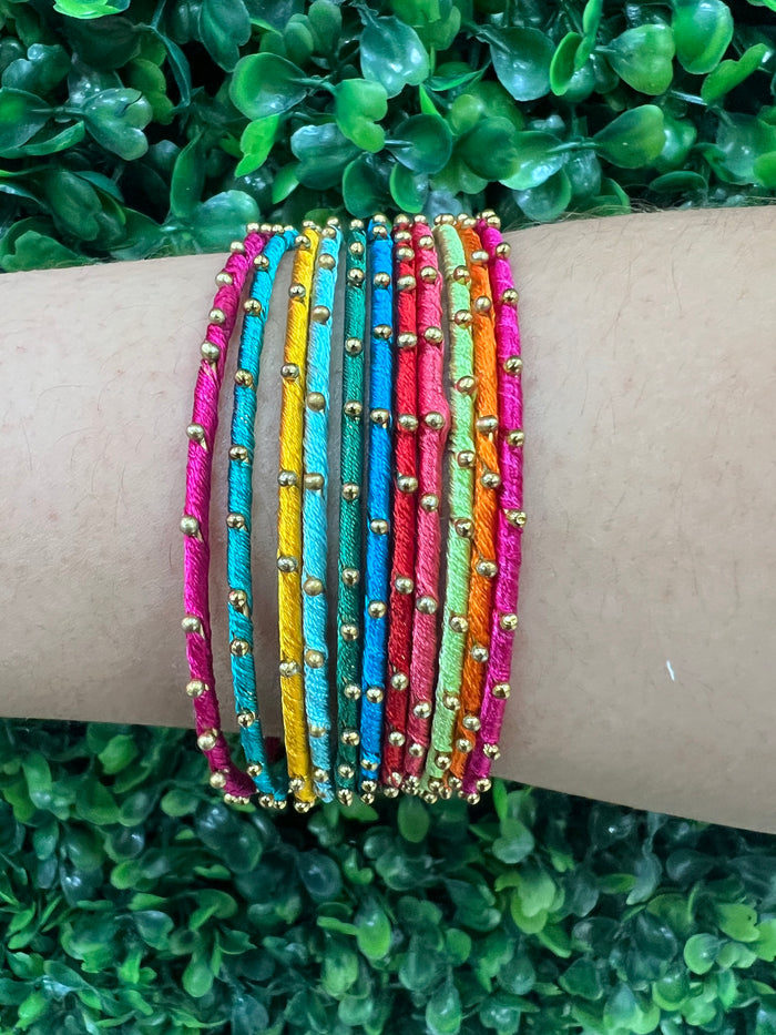 Multicolor Silk Bangle Set