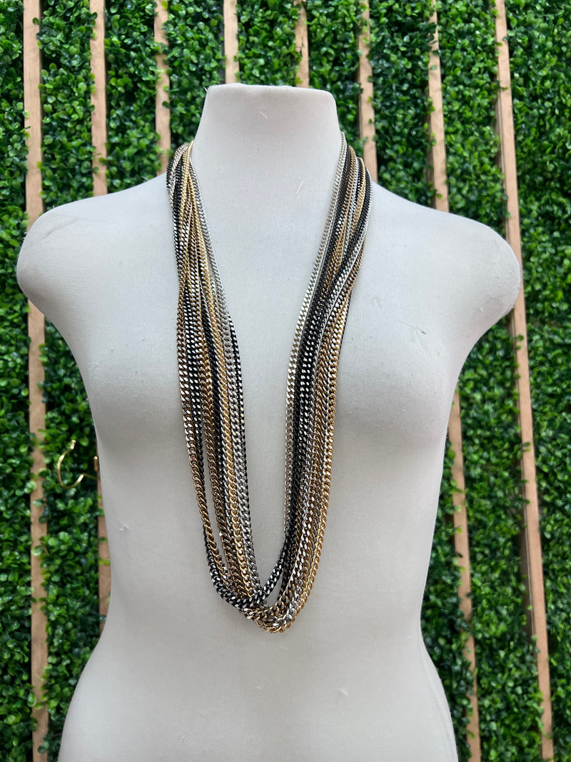 BE Multilayer Metallics Long Necklace