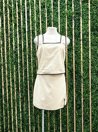 Taupe Black Short Skirt Set
