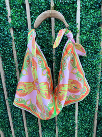 Exquisite Tropical Bandana Boho Bag with Wooden Handle Bag