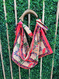 Exquisite Tropical Bandana Boho Bag with Wooden Handle Bag