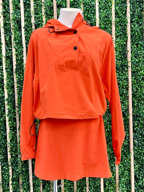 Orange Pullover Skirt Set