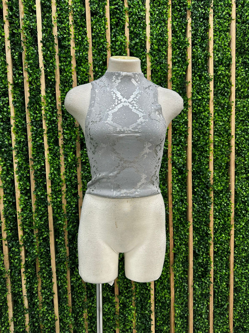 Knitted Foil Print Vest