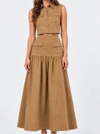 Camel Utility Maxi Skirt