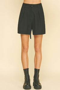 High Waist Belted Tailored Bermuda Shorts