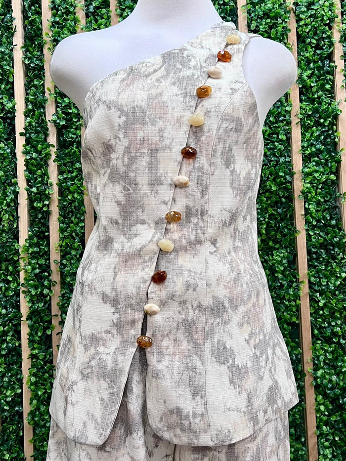 Ivory Grey One Shoulder Top