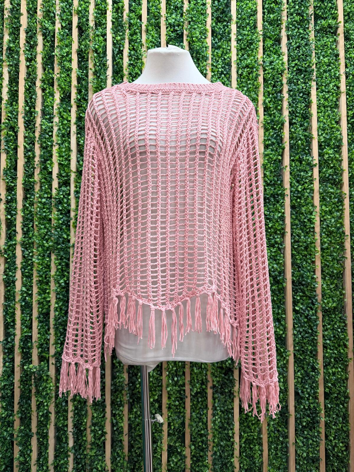 Rose Fringe Crochet Sweater