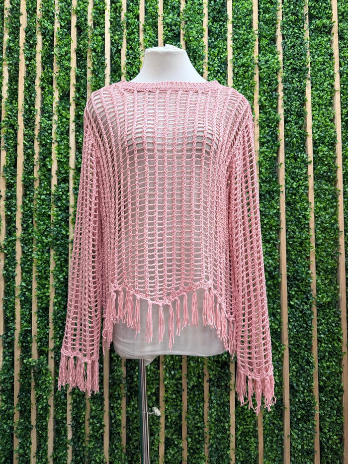 Rose Fringe Crochet Sweater
