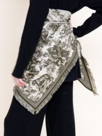 Beautiful Toile Countryside Print Fringe Pashmina Scarf