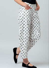White Polka Dot Barrel Jeans