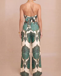 Green Ivory Santorini Muse Printed Halter Top