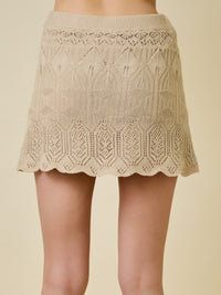 Taupe Crochet Knit Top & Skort Set