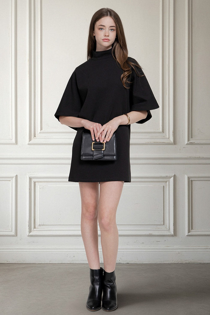 Batwig Mock Neck Shift Dress