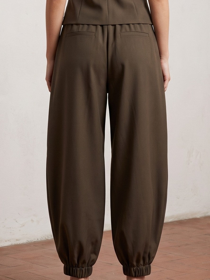 Chocolate High-Waist Tapered Jogger Pants