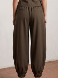 Chocolate High-Waist Tapered Jogger Pants