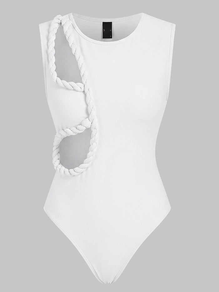 Braided Cutout Sleeveless Bodysuit