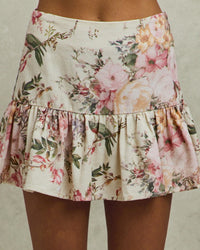 Cream Floral Printed Skirt