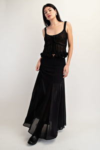 Black Chiffon Godet Maxi Skirt