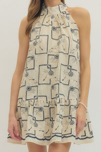 Beautiful Embroidered Soft Blue Ivory Dropwaist Short Dress