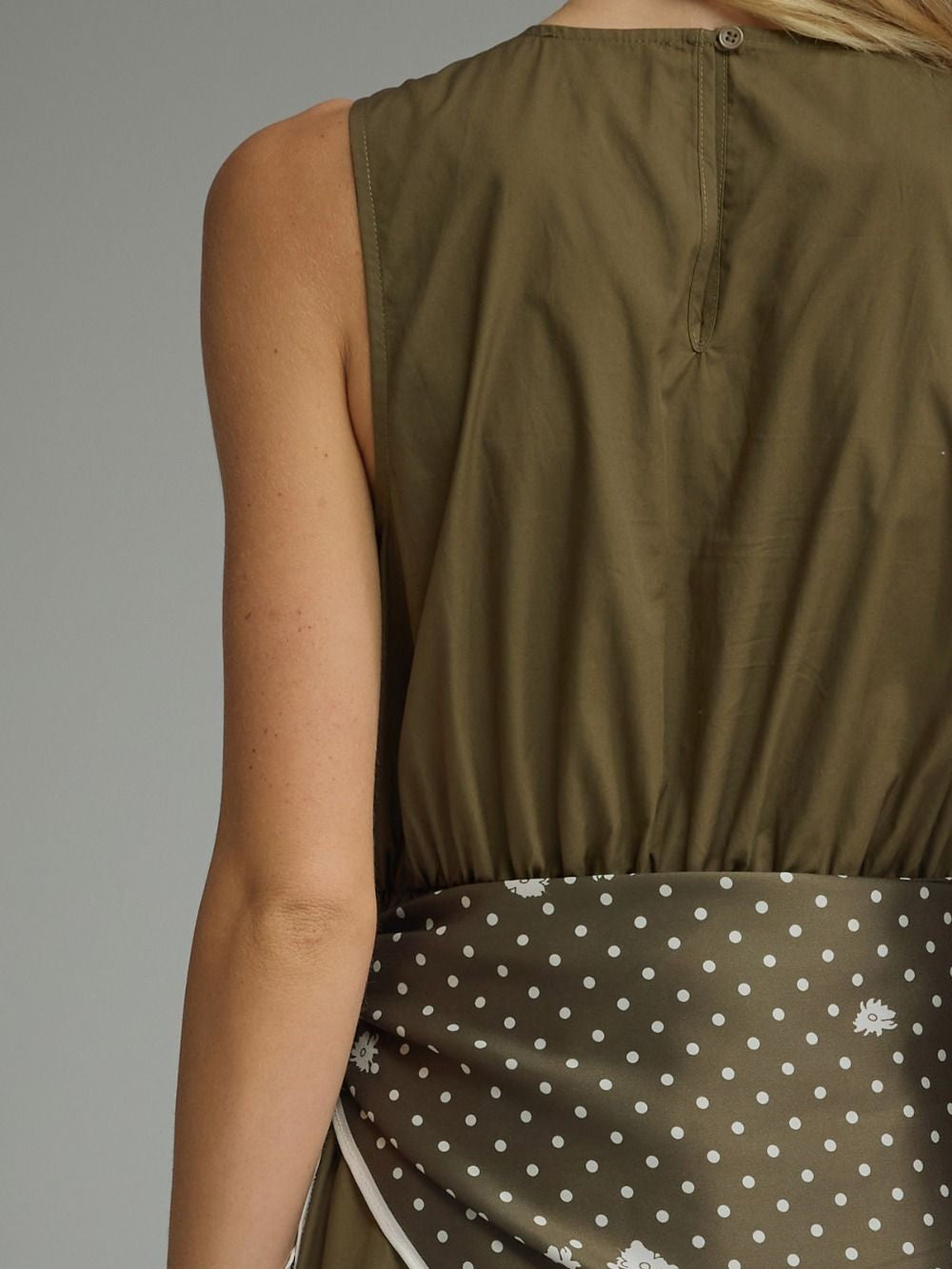 Olive Bubble Hem Midi Dress with Scarf Tie