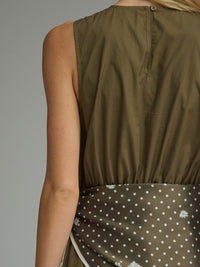 Olive Bubble Hem Midi Dress with Scarf Tie