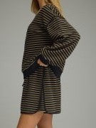 Black Mustard Striped Sweatshirt & Shorts Set