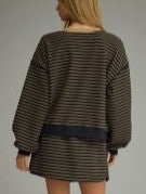 Black Mustard Striped Sweatshirt & Shorts Set
