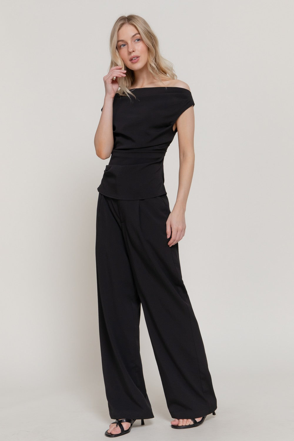 Noir Off-Shoulder Wide Leg Set