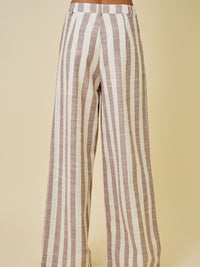 Beige & Ivory Striped Wide Leg Pants