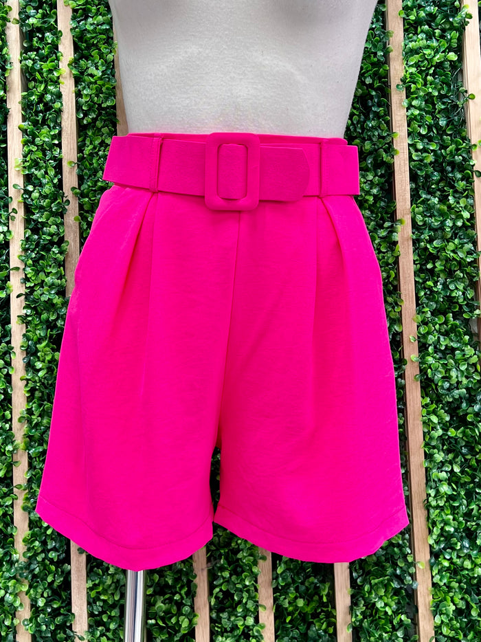 Fuchsia High Waisted Belted Short