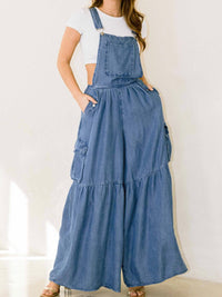Tiered Overall Denim Jumpsuit