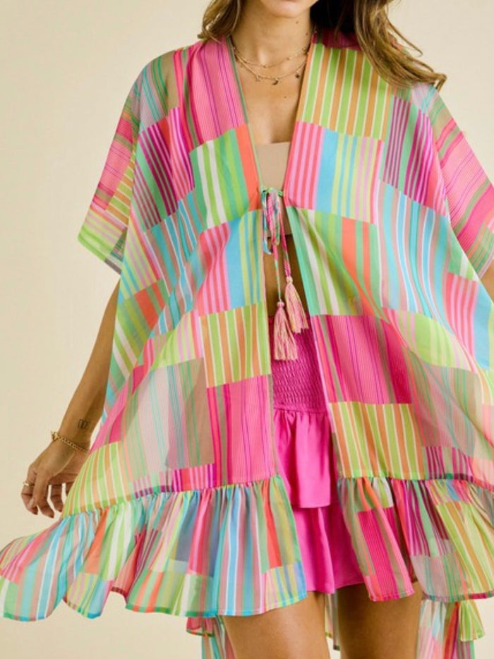 Bright Pink multi Stripe Coverup